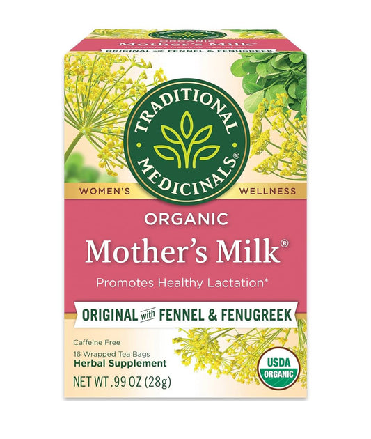 Traditional Medicinals Organic Mother's Milk | Fenugreek, Coriander, Anise, Bitter Fennel, Blessed Thistle, Spearmint |  Promotes Healthy Lactation | Breastfeeding Support | 16 Tea Bags; Exp 03/2027 ❗️Squeezed-Check Last Picture