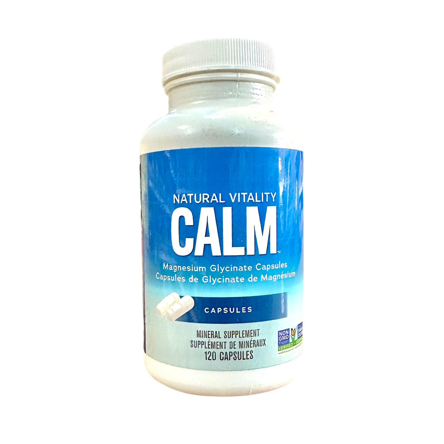 Natural Vitality Calm Magnesium Glycinate | 108.33 mg of Magnesium per Capsule as Magnesium Bisglycinate & Magnesium Oxide | Supports Bone, Muscle, Heart, & Nerve Health | 120 Capsules, Exp 01/2027