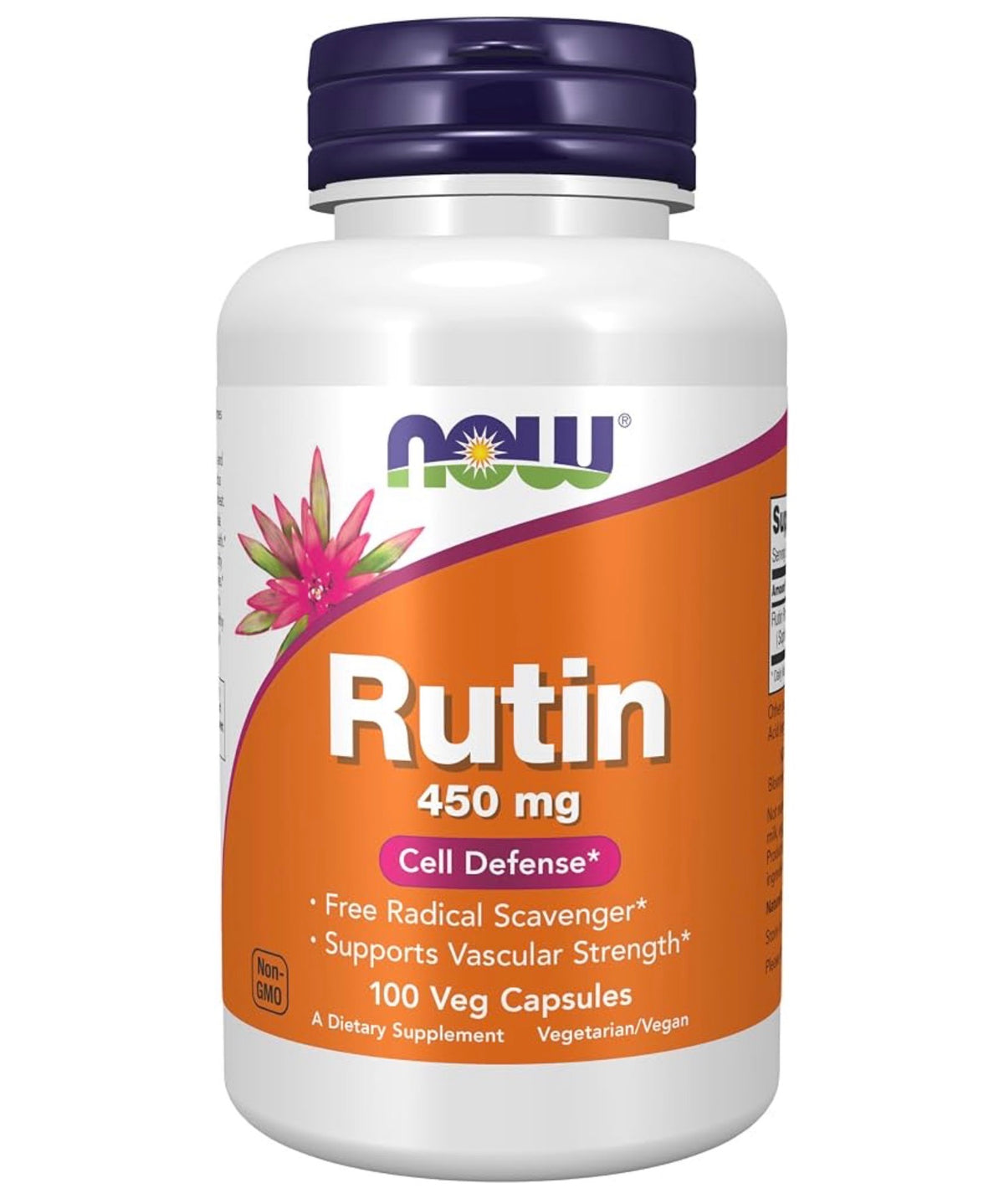 NOW Rutin 450mg (Sophora japonica) | Promotes Healthy Circulation | Maintains Structural Integrity of Veins & Capillaries | 100 Capsules; Exp 05/2030