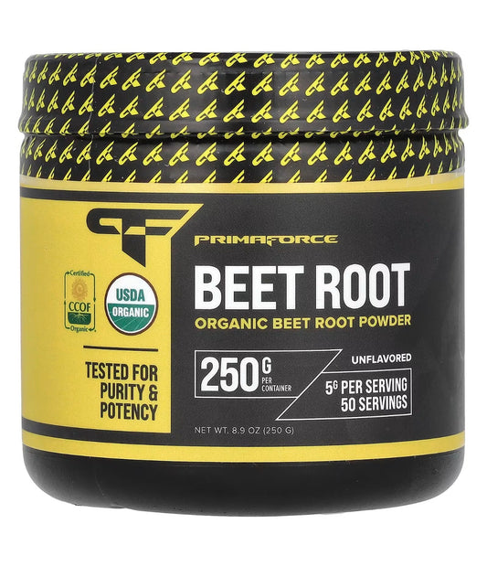 Primaforce Organic Beet Root Powder | Beetroot | Nitric Oxide Supplement for Men and Women | Pre-WorkOut | 50 Servings 8.9oz/250g; Exp 10/2028