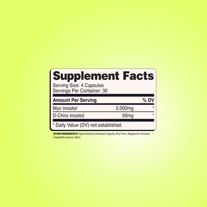 Wellah Myo & D-Chiro Inositol - 40:1 Ratio | Supports Hormone Balance and Healthy Ovulation | Promotes Healthy Menstrual Cycle and Ovarian Health | 120 Capsules; Exp 12/2028