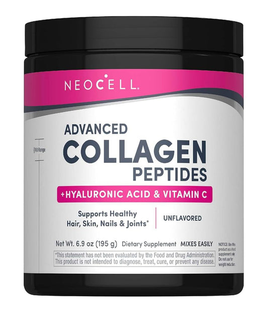 NeoCell Advanced Collagen Peptides Powder | Plus Hyaluronic Acid & Vitamin C | Hair, Skin, & Nails | 𝐅𝐨𝐫𝐦𝐞𝐫𝐥𝐲 𝐍𝐞𝐨𝐜𝐞𝐥𝐥 𝐒𝐮𝐩𝐞𝐫 𝐂𝐨𝐥𝐥𝐚𝐠𝐞𝐧 𝐏𝐥𝐮𝐬 | Unflavored~195g/6.9oz; Exp 04/2027