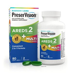 PreserVision (by Bausch + Lomb) AREDS 2 Formula + MultiVitamin | Vitamin & Multi-Mineral Formula | 80 Softgels Exp 05/2026