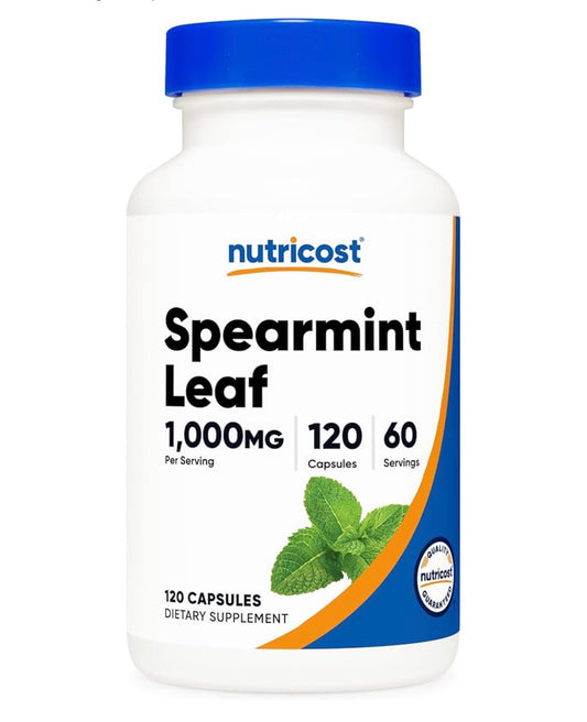 Nutricost Spearmint Leaf 1000mg | Helps with PCOS Symptoms and Hirsutism | Improves Digestion & Gut Health | 120 Capsules; Exp❗️ NONE WRITTEN (11/2028 Batch) 👉🏽Check last picture
