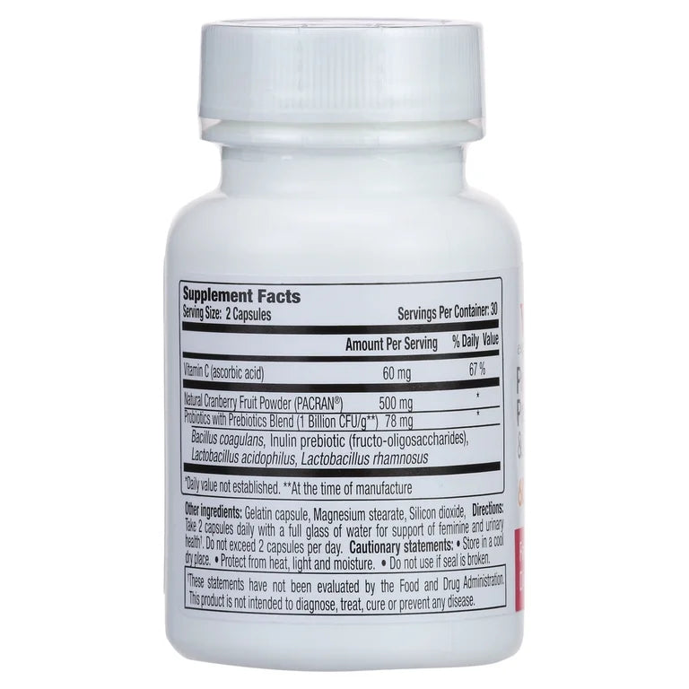 VH Essentials Probiotics With Prebiotics & Cranberry | For pH Balance, Vagina Odor Control, UTI Prevention & Improved Gut Health | 60 Capsules; [No Expiration Date Printed On It] - Old Packaging