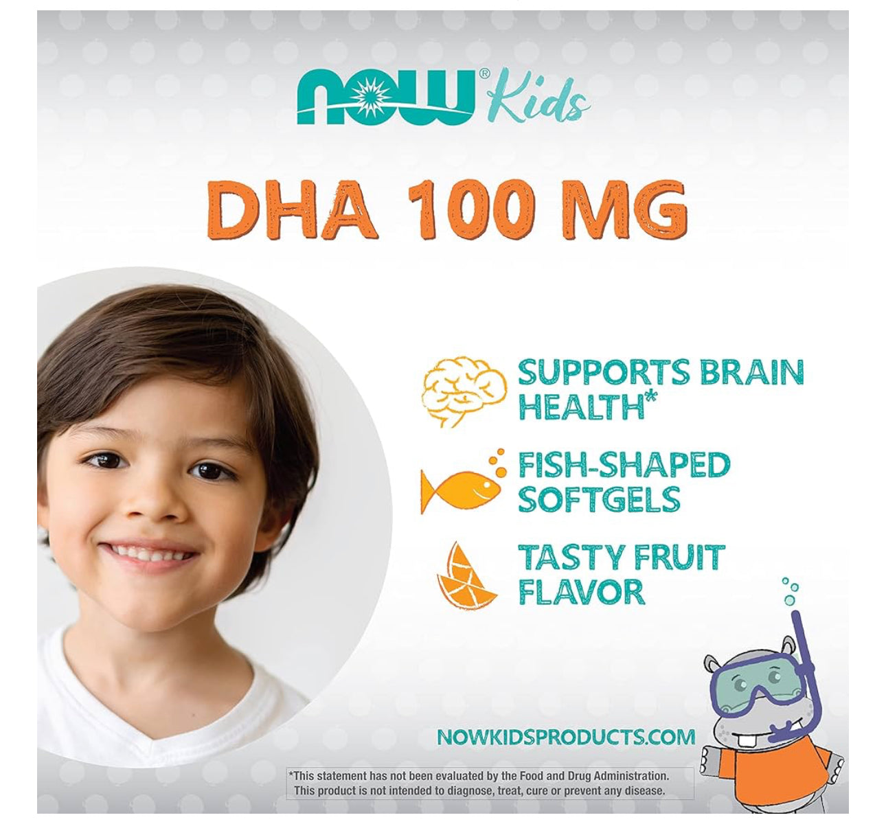 NOW Kid's DHA Fish Oil Chewables | DHA 100mg | Supports Brain Development | For Children Age 4 & up | Tasty Fruit Flavor ~ 60 Chewable Softgels; Exp 10/2027