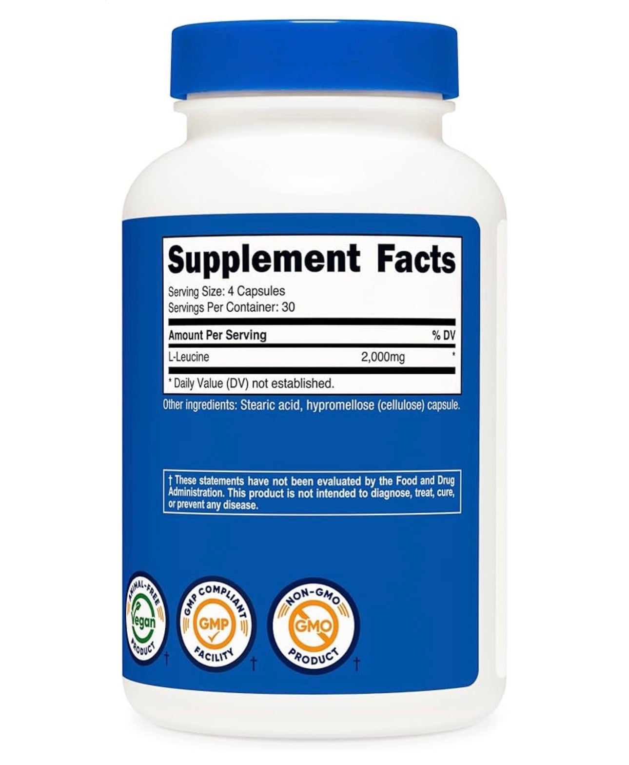Nutricost L-Leucine 2000mg | Increases Muscle Growth & Lean Body Mass | 120 Capsules; Exp 10/2028