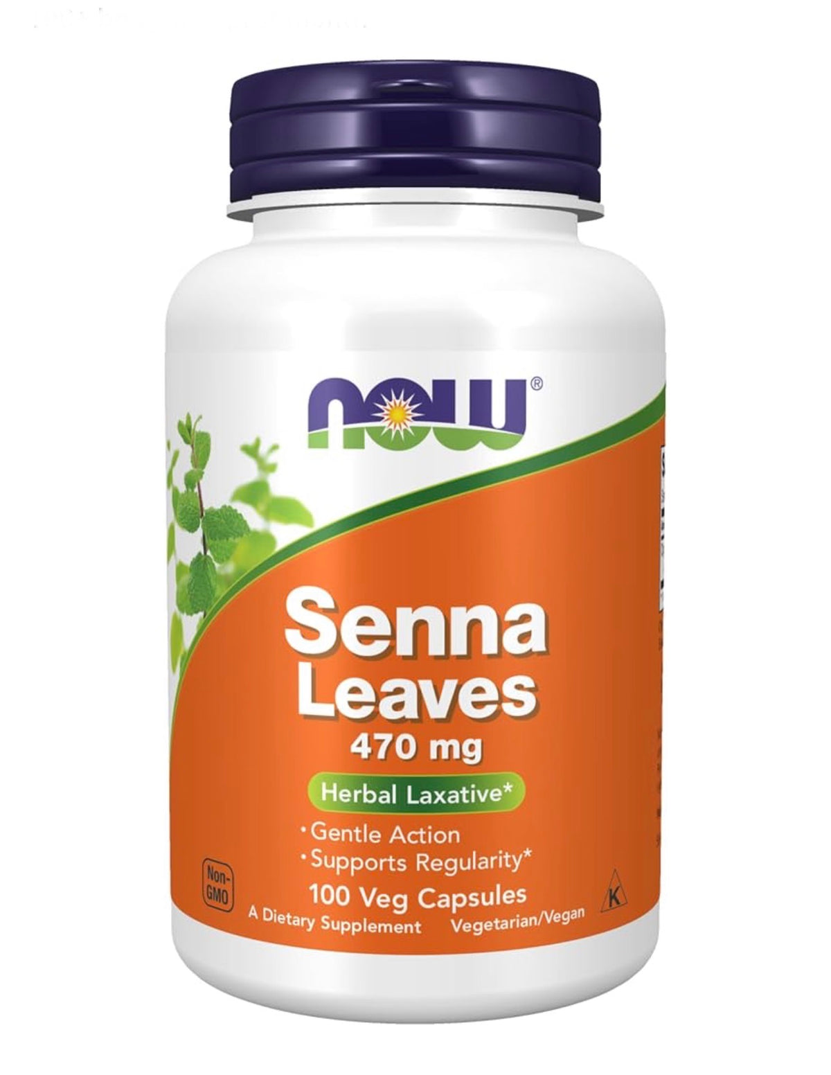 NOW Senna Leaves 470mg | Cassia angustifolia | Herbal Laxative to Support Digestive Regularity | Gentle on Your Stomach | 100 Capsules; Exp 07/2029