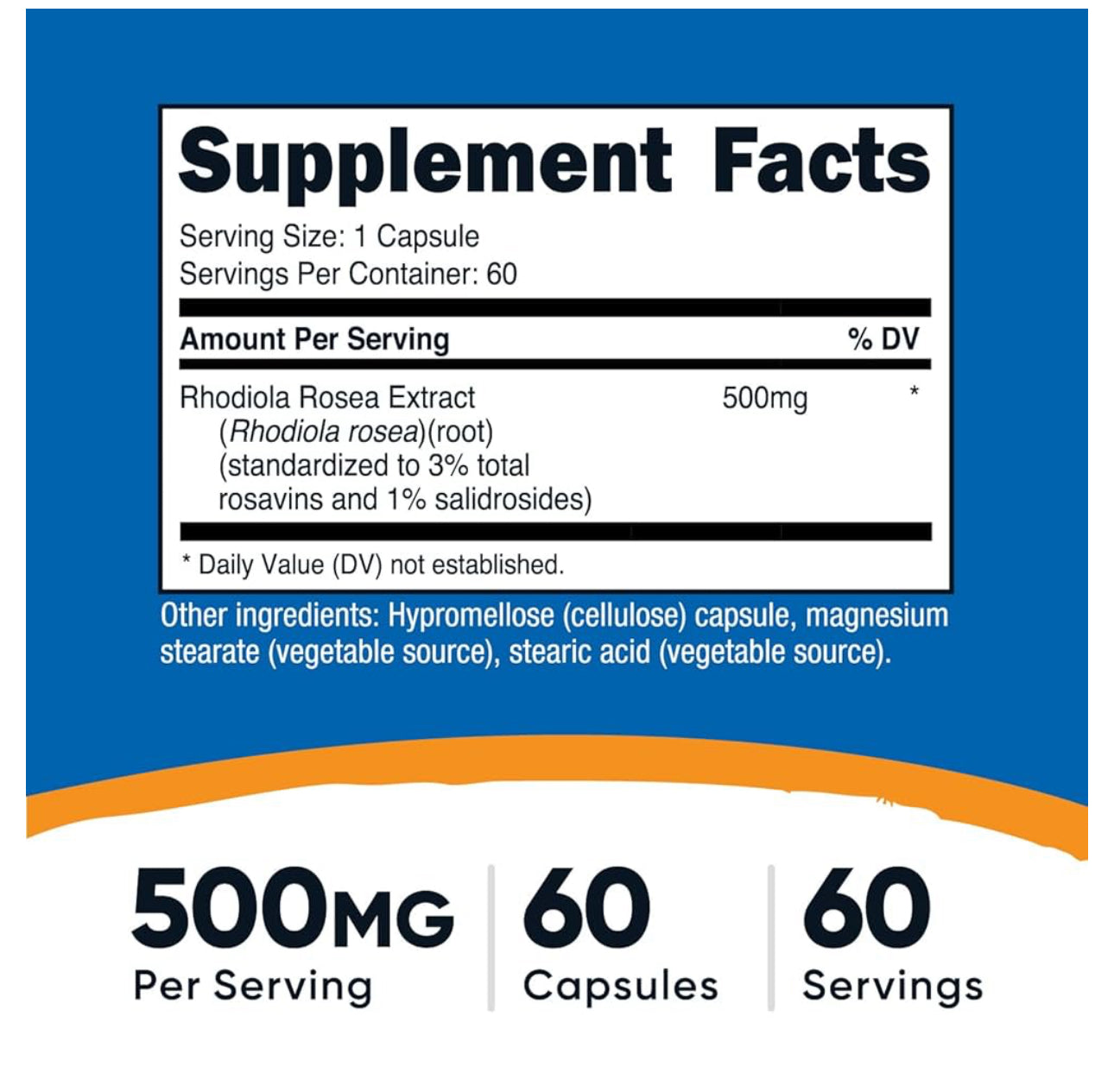 Nutricost Rhodiola Rosea 500mg | Promotes Healthy Energy Levels & Mood | Helps Mind & Body Adapt to Stress of Daily Life | Supports Healthy Brain Function | 60 Capsules; Exp 06/2028