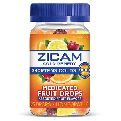 Zicam Cold Remedy Medicated Fruit Drops | Shortens Cold | Assorted Fruit Flavors, 25 Drops Exp 11/2025