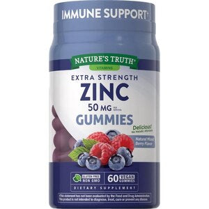 Nature's Truth Zinc Gummies 50mg | Extra Strength | Mixed Berry Flavor, 60 Gummies Exp 02/2025