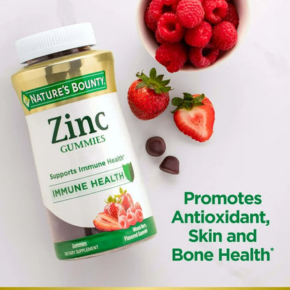 Nature's Bounty Zinc 30mg |  Immune and Antioxidant Support | Mixed Berry Flavor, 70 Gummies Exp 01/2026