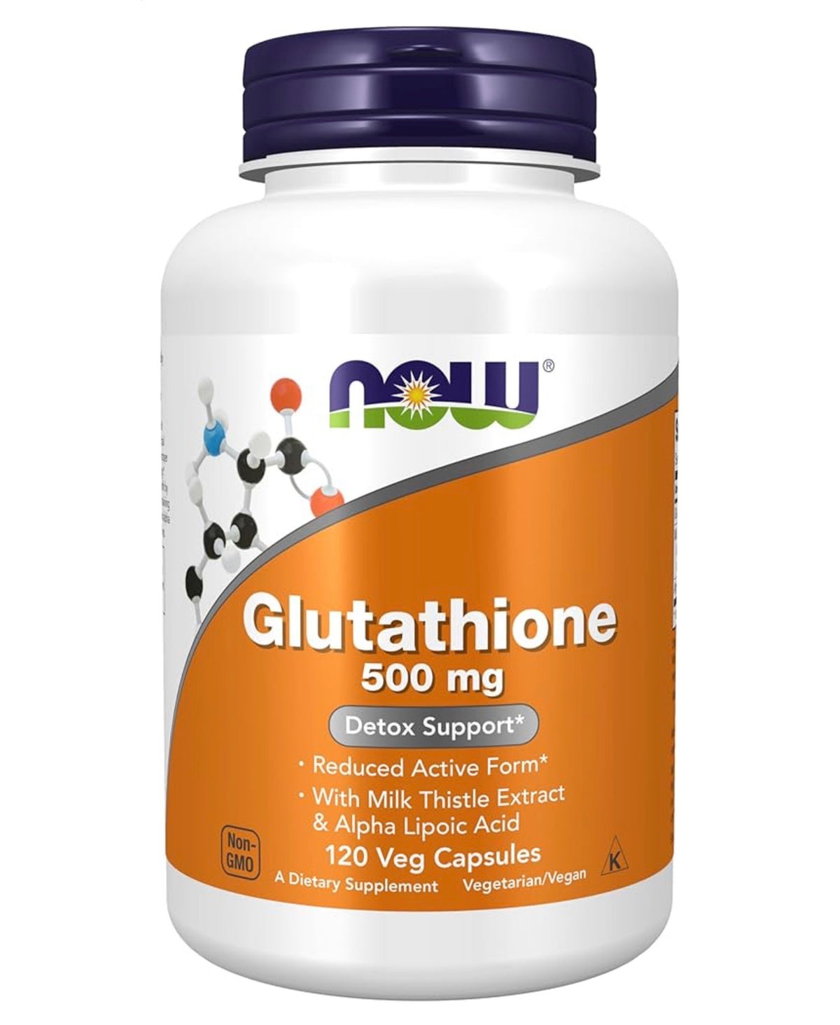 NOW Glutathione 500mg | With Milk Thistle Extract & Alpha Lipoic Acid | Free Radical Neutralizer | 120 Capsules; Exp 05/2030