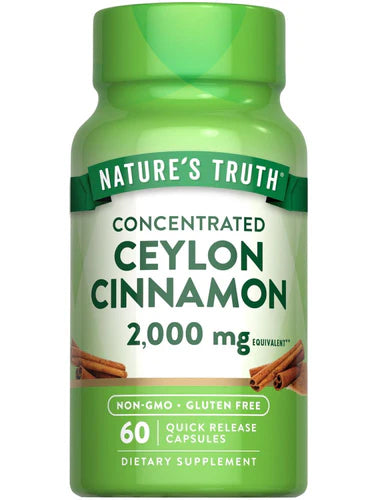 Nature’s Truth Concentrated Ceylon Cinnamon 2000mg | Blood Sugar & Weight Management Support | 60 Capsules; Exp 08/2027