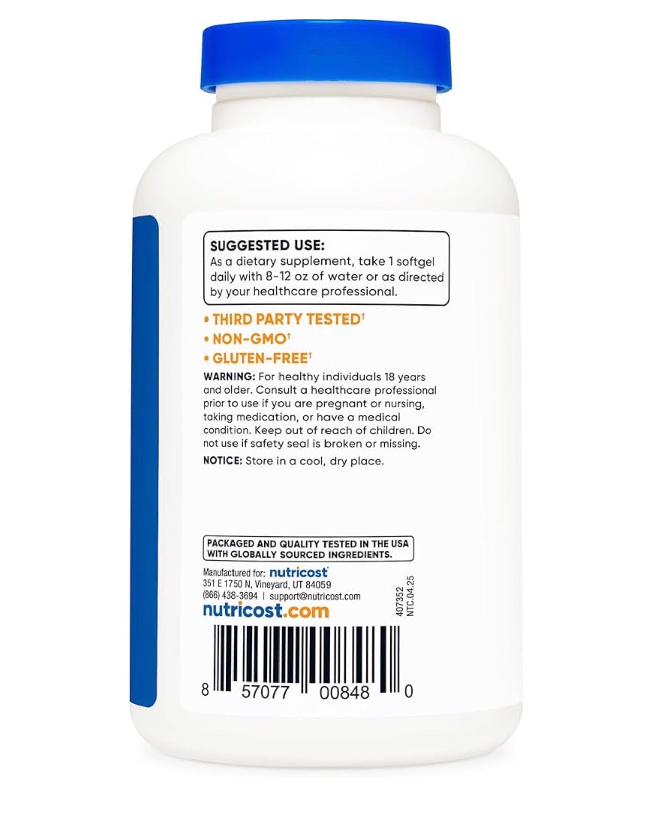 Nutricost Coconut Oil 1000mg | Extra Virgin Coconut Oil | Supports Cardiovascular Health, Blood Sugar Metabolism, Cognitive Function & Healthy Brain Development | 120 Softgels; Exp 08/2028