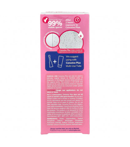 CONCEIVE PLUS  Fertility Lubricant | Supports Sperm Viability | Fertility Friendly | For Use By Couples Trying To Get Pregnant | Mimics Fertile Fluids | 𝐏𝐫𝐞-𝐅𝐢𝐥𝐥𝐞𝐝 𝐀𝐩𝐩𝐥𝐢𝐜𝐚𝐭𝐨𝐫𝐬 - 𝟖 𝐩𝐚𝐜𝐤 𝐱 𝟒𝐠; Exp 01/2028