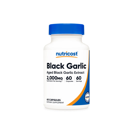 Nutricost Black Garlic 2000 mg | Fermented Black Garlic Extract | Supports Cardiovascular Health | 60 Capsules; Exp 04/2028