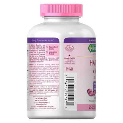 Nature's Bounty Advanced Hair, Skin and Nail Biotin & Vitamins A, C, & E, Women's Multivitamin | 83 Servings | with 5000mcg Biotin | 250 Softgels; Exp 05/2027