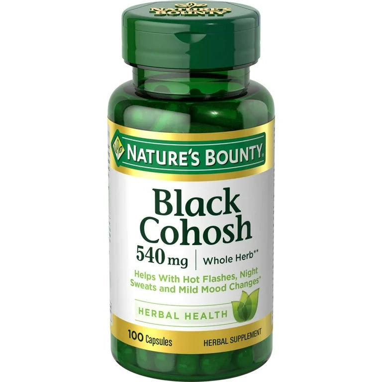 Nature’s Bounty Black Cohosh 540mg | Supports Women’s Health | Mood, Hot Flash & Menopause Support, | Hormonal & Perimenopause Support | 100 Capsules; Exp 01/2029
