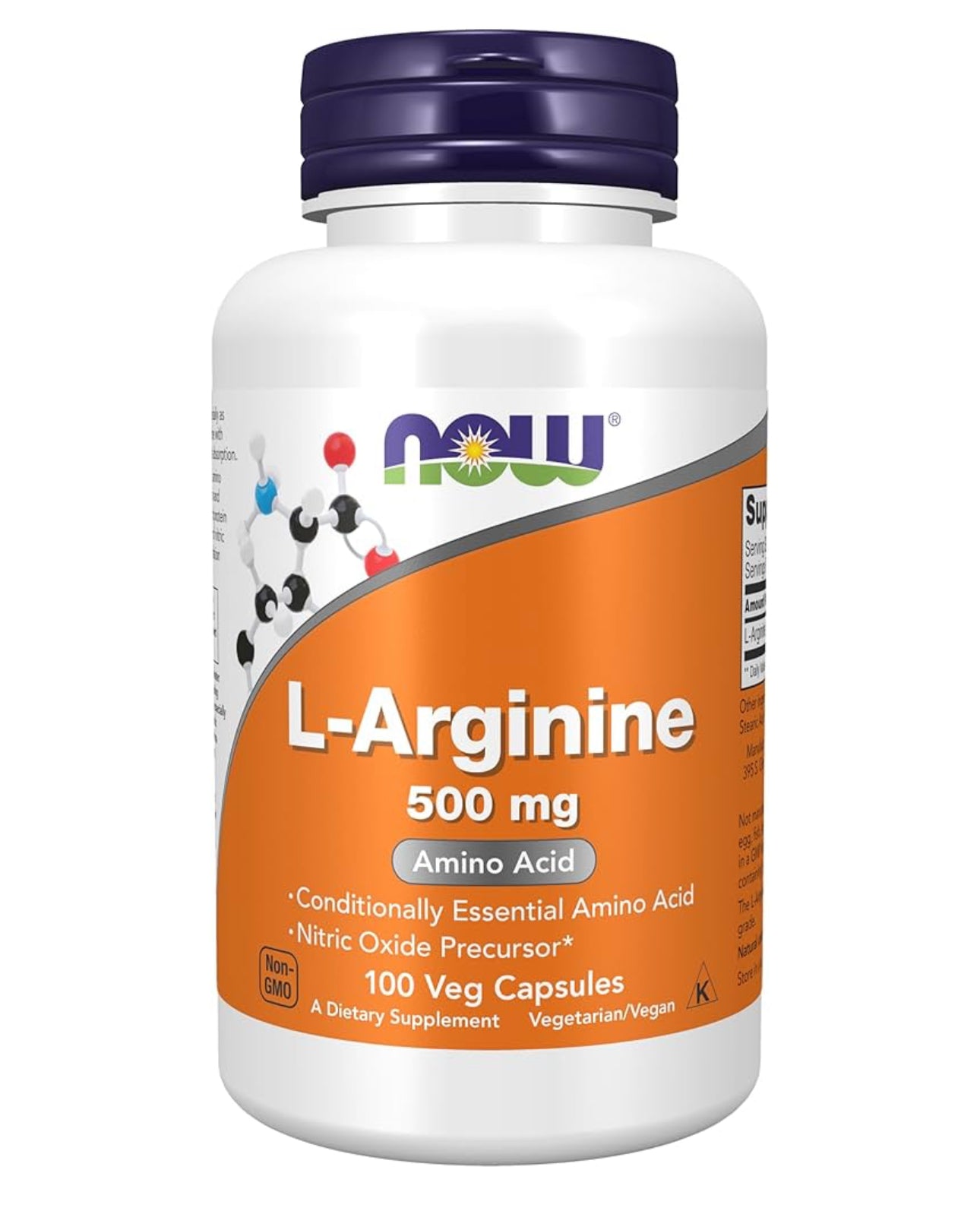NOW L-Arginine 500mg | Vasodilator |  Nitric Oxide Precursor | 100 Capsules; Exp 06/2029