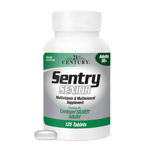 21st Century Sentry Senior Multivitamin & Multimineral | With Lutein, Lycopene & Over 25 Daily Essentials For Adults 50+ | A-Z Multivitamin| Similar to Centrum Silver Adults | 125 Tablets; Exp 03/2028