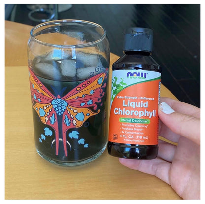NOW Extra Strength Liquid Chlorophyll Concentrate | 94 Servings | 4X the Regular NOW Chlorophyll Liquid | Internal Deodorizer | Boosts Energy | Unflavored ~ 4oz/118ml; Exp 04/2028
