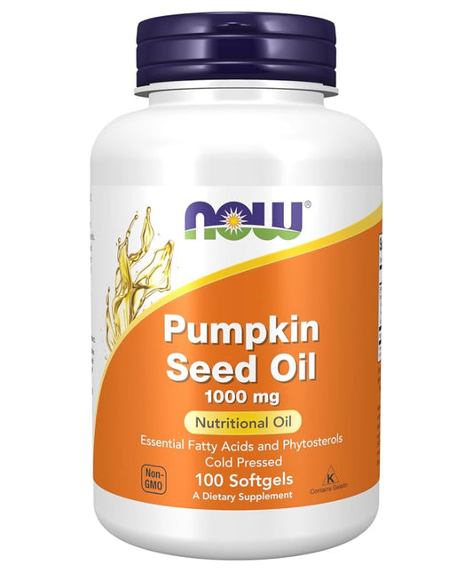 NOW Pumpkin Seed Oil 1000 mg |with Essential Fatty Acids & Phytosterols | Cold Pressed | 100 Softgels; Exp 03/2028