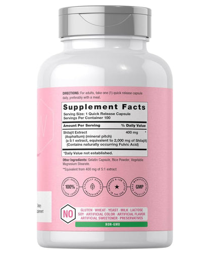 Hoorbach Shilajit 2000mg | Naturally-Occuring Fulvic Acid | 100 Capsules; Exp 09/2027