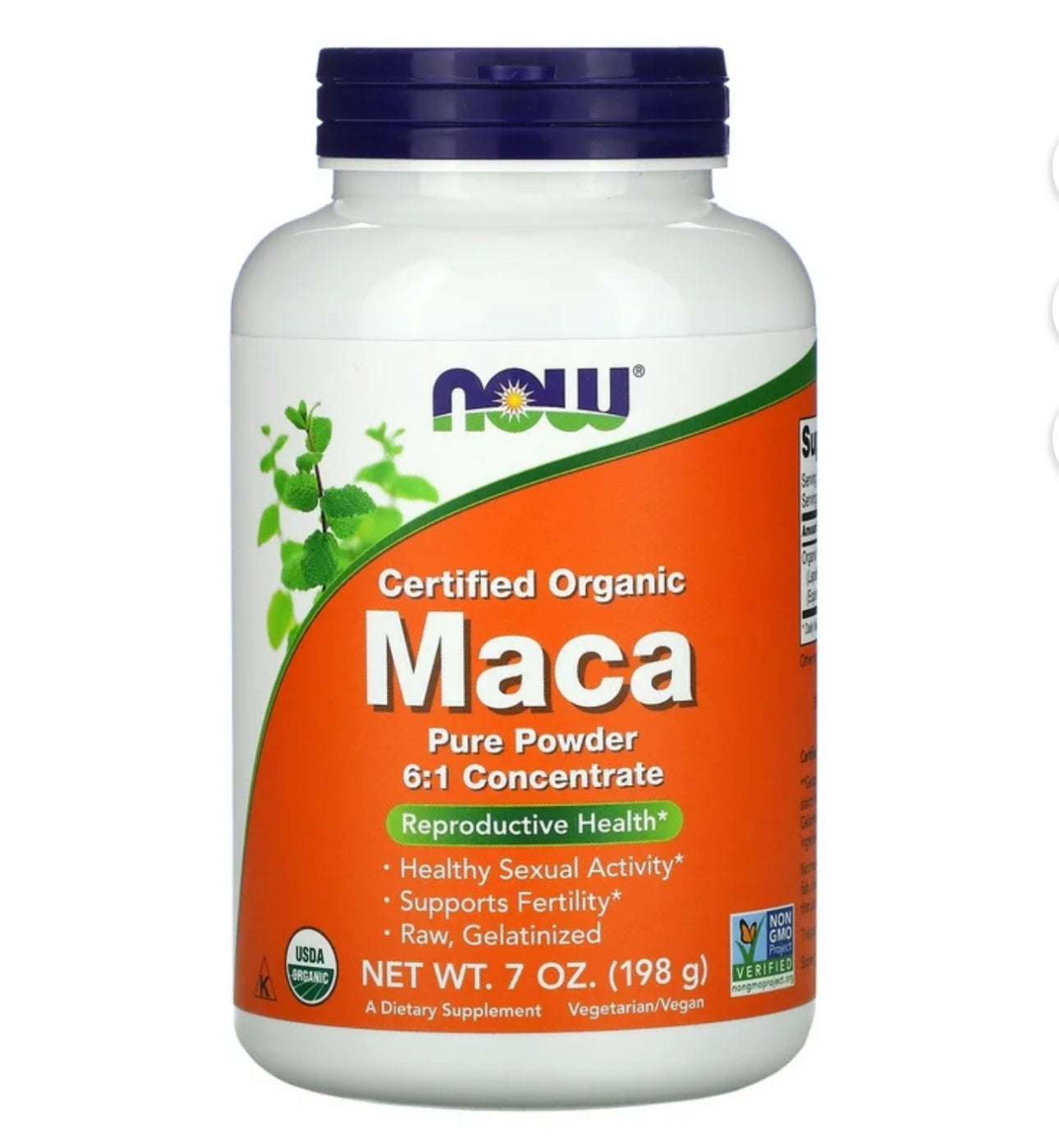 NOW Maca Pure Powder | Organic | Sexual & Reproductive Health | Supports Fertility | 7oz/198g; Exp 02/2028