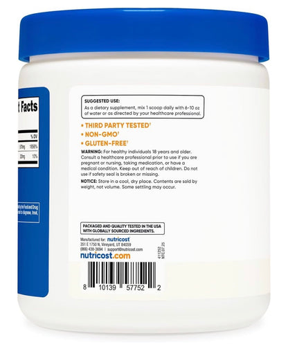 Nutricost Pure Sodium Ascorbate Powder | 2g per Serving | Unflavored; 1 Lb; Exp 09/2028