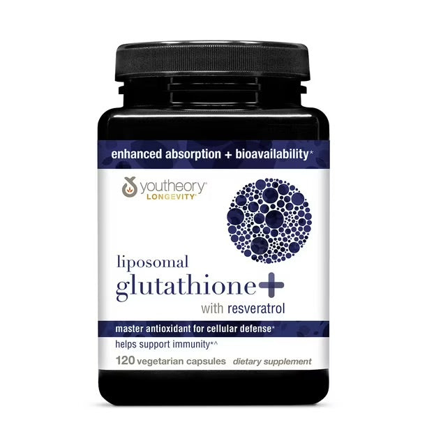 Youtheory Liposomal Glutathione+ with Resveratrol & Taurine | 120 Capsules; Exp 09/2027