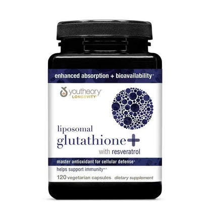 Youtheory Liposomal Glutathione+ with Resveratrol & Taurine | 120 Capsules; Exp 09/2027