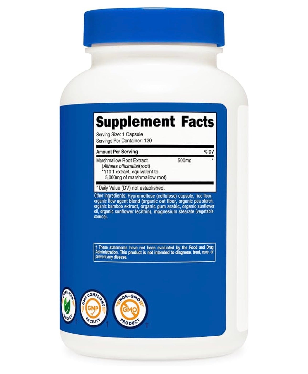 Nutricost Marshmallow Root 5000mg | Supports Digestive, Respiratory & Skin Health | Soothes the Mucus Membranes Lining of the Gastrointestinal Tract | 120 Capsules; Exp 03/2029