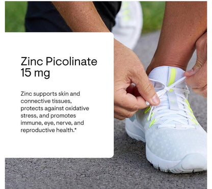 THORNE Zinc Picolinate 15mg | Highly Absorbable Zinc | Supports Wellness, Immune System, Eye, Skin & Reproductive Health | 60 Capsule; Exp 08/2028