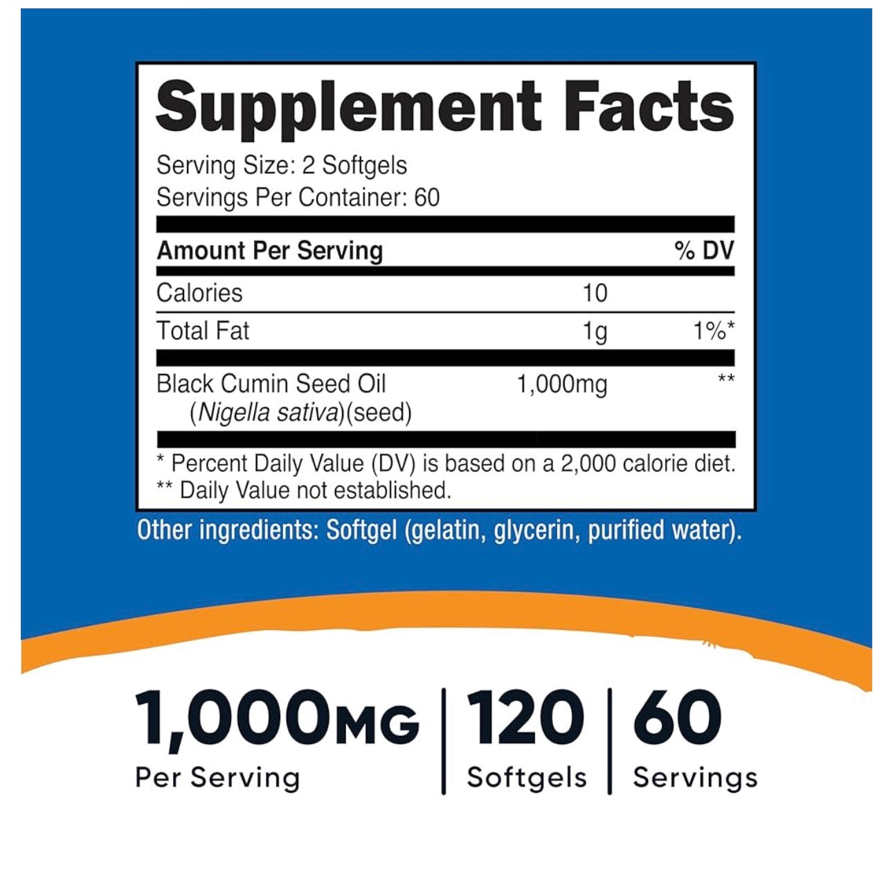 Nutricost Black Seed Oil 1000mg | Cumin Seed | Cold Pressed | Promotes Optimal Immune & Healthy Inflammatory Response | Source of Omega 3-6-9 | 60 Servings | 120 Softgels; Exp 11/2028