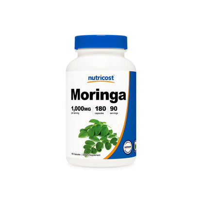 Nutricost Moringa 1000mg | 90 Servings | SuperFood | Antimicrobial, Anti-inflammatory & Antioxidant | 180 Capsules; Exp 01/2028