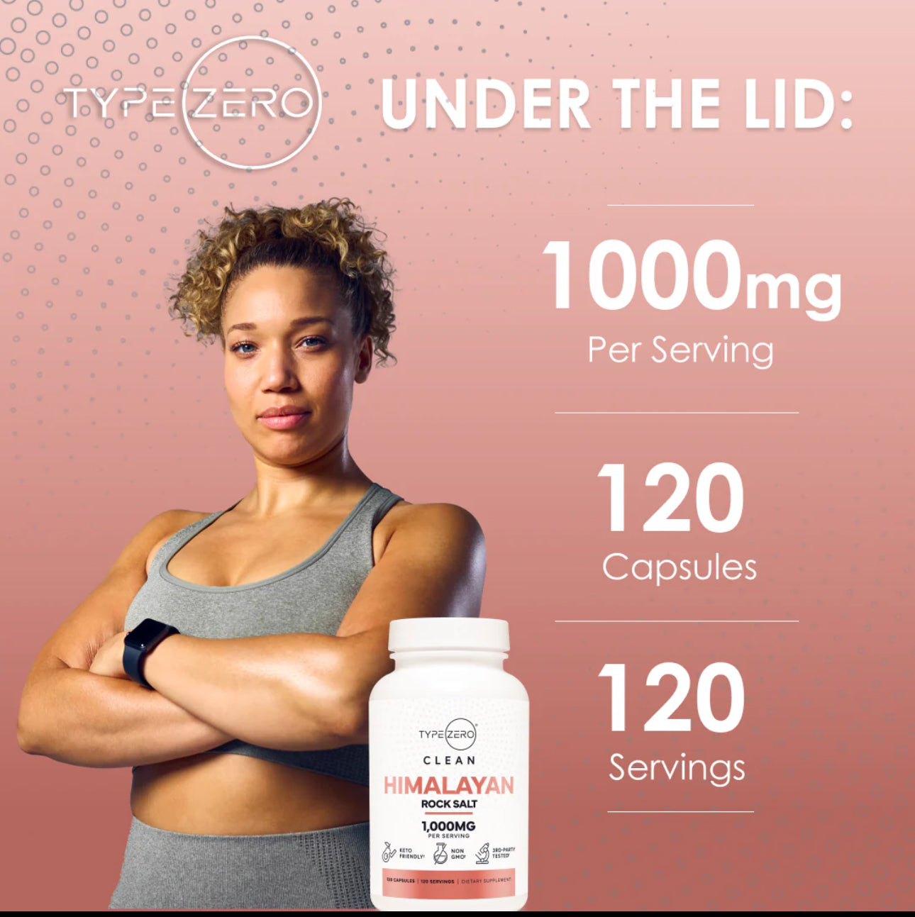Type-Zero Pink Himalayan Salt | 120 Capsules; Exp 08/2027