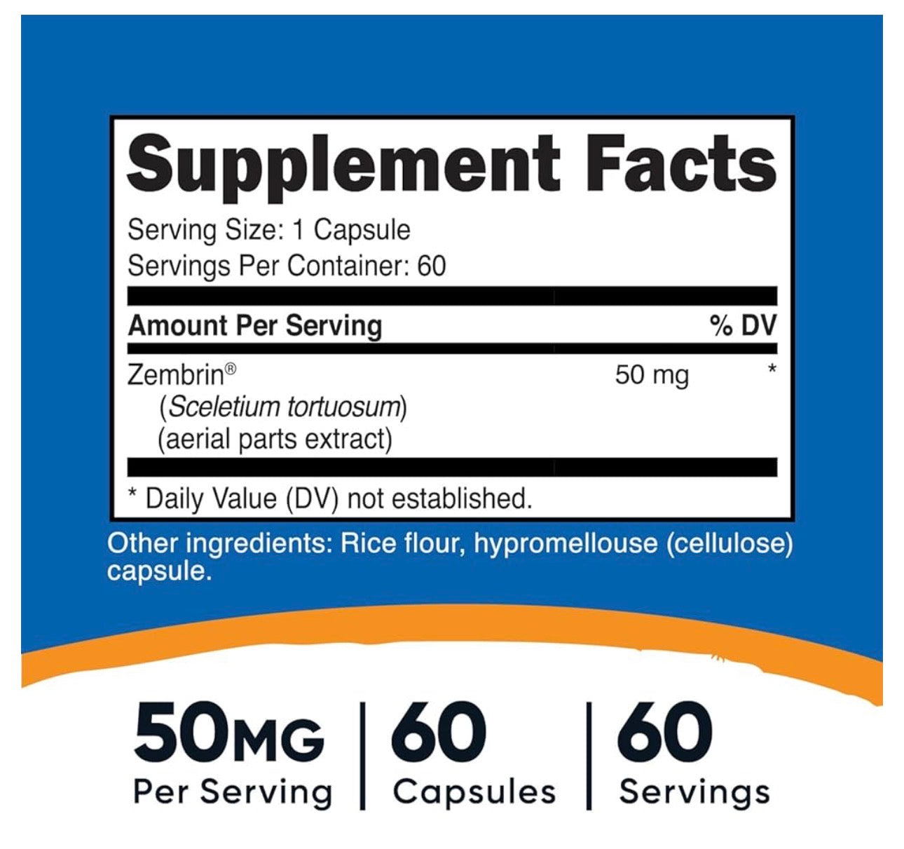 Nutricost Sceletium Tortuosum 50mg (Zembrin) | Stress & Mood Support | 60 Capsules; Exp 12/2028