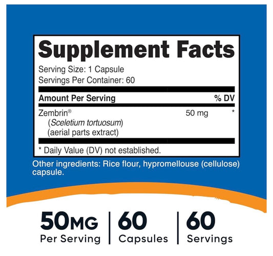 Nutricost Sceletium Tortuosum 50mg (Zembrin) | Stress & Mood Support | 60 Capsules; Exp 12/2028
