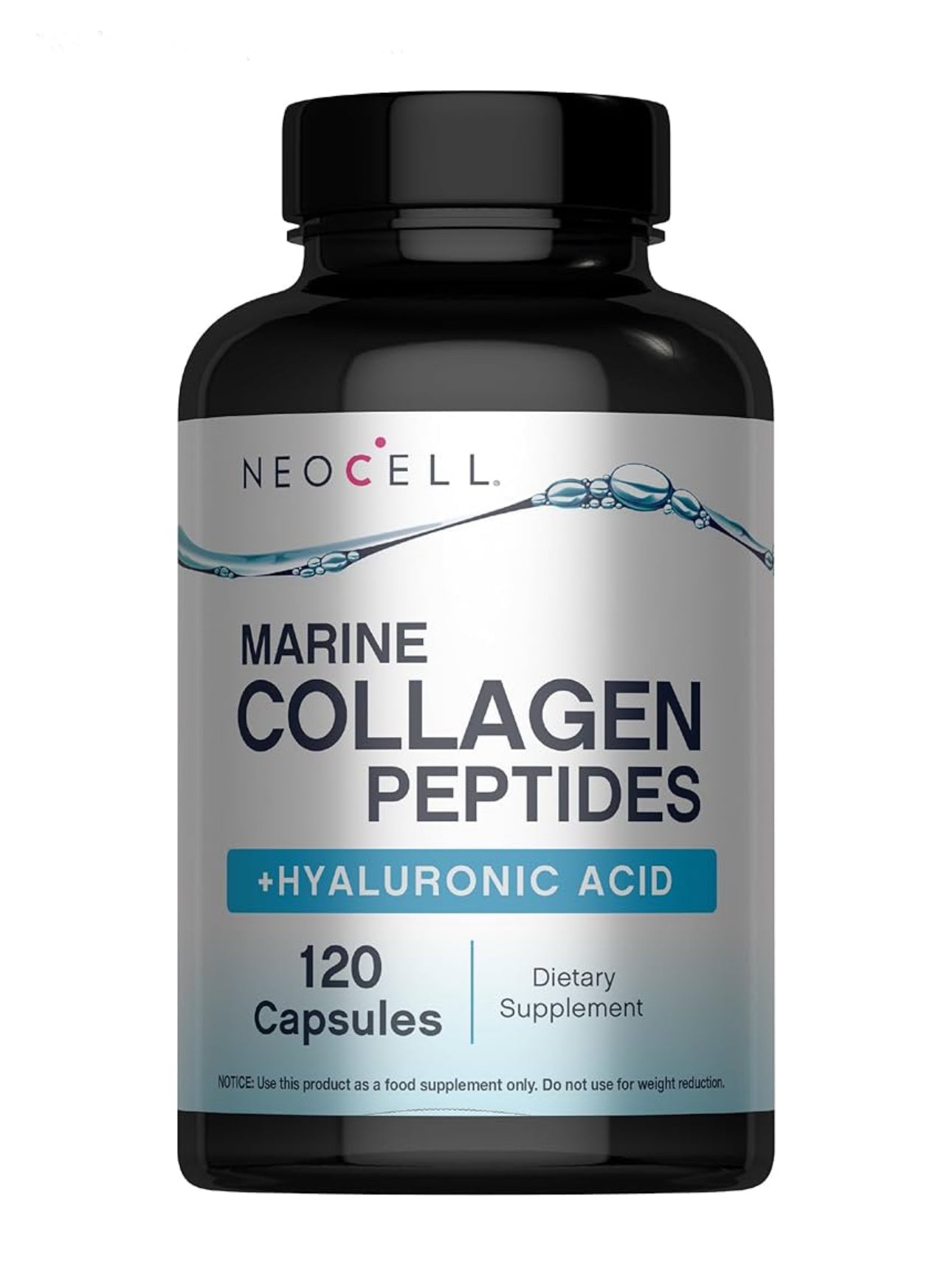 NeoCell Marine Collagen + Hyaluronic Acid & Vitamin C | With Collagen Type 1 & 3 | Improves Skin Hydration, Texture & Elasticity | With Hydrolyzed Collagen | Boosts Skin & Joint Health | 120 Capsule; Exp 05/2028