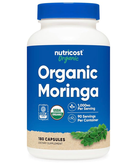 Nutricost Moringa 1000mg | 90 Servings | SuperFood | Antimicrobial, Anti-inflammatory & Antioxidant | 180 Capsules; Exp 02/2029