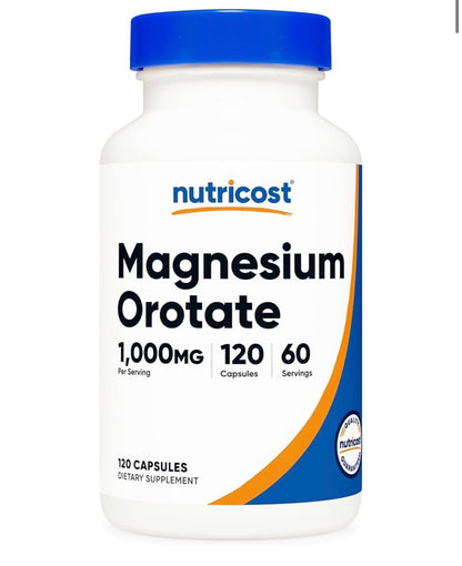 Nutricost Magnesium Orotate 1000mg | Optimal Absorption | Helps Maintain Bone Health, Muscle & Nerve Function | 120 Capsules; Exp 08/2028