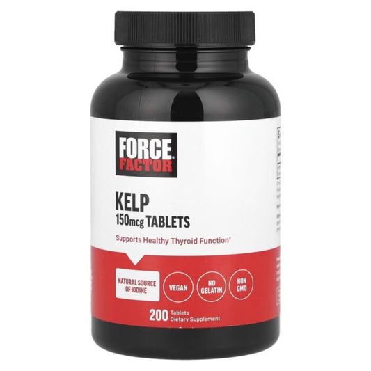 Force Factor Kelp | 150 mcg of Natural Iodine |  Supports Healthy Thyroid Function, Strengthen Immunity & Digestion | 200 Tablets;  Exp 05/2027