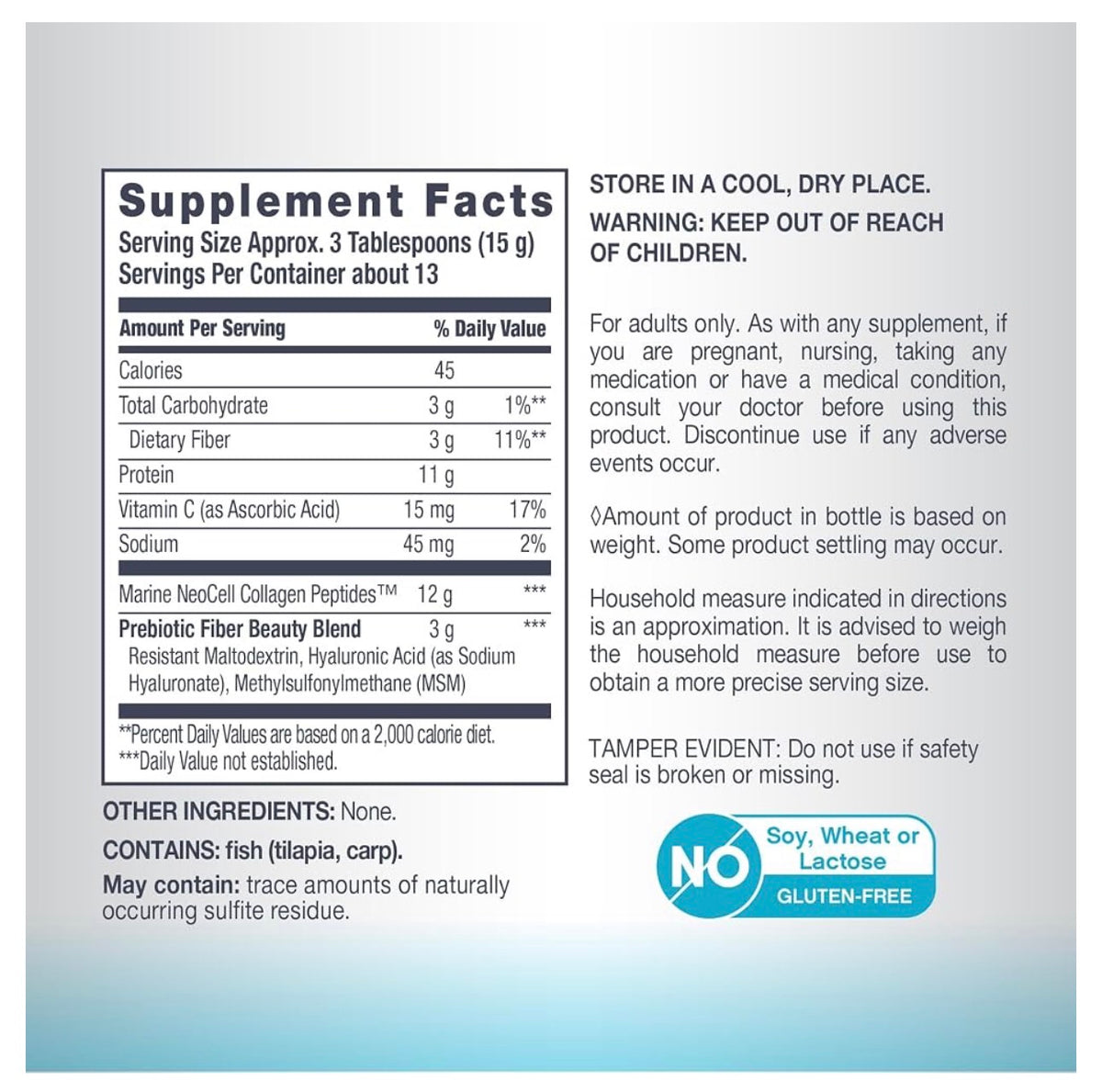 Neocell Marine Collagen Powder with Hyaluronic Acid, MSM and Vitamin C |  For Skin Care & Joint Health |Unflavored ~ 7oz/200g; Exp 04/2029 (New Look)