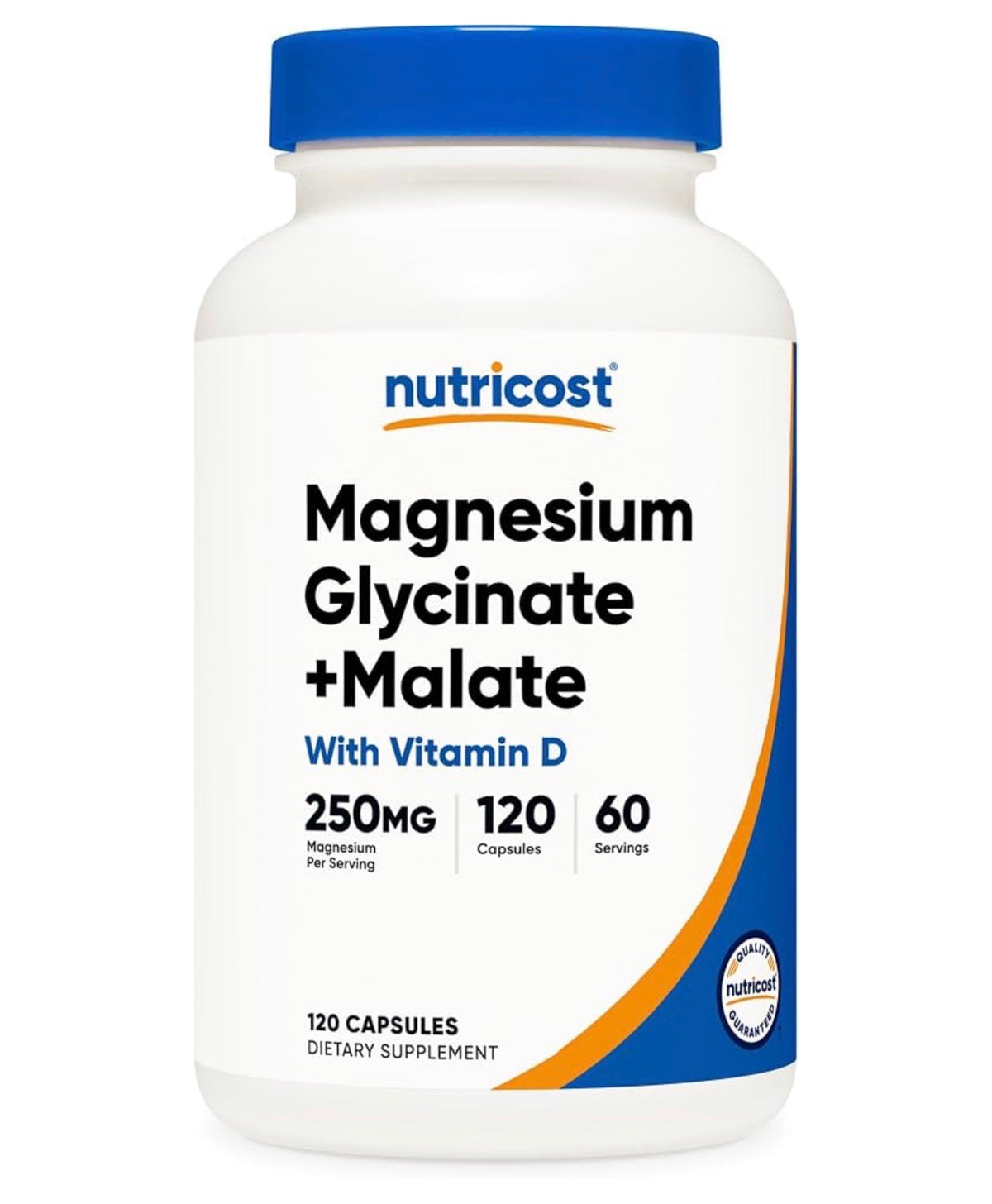 Nutricost Magnesium Glycinate + Malate 250mg With Vitamin D | Highly Bioavailable for Healthy Sleep & Stress Support | 120 Capsules; Exp 05/2029