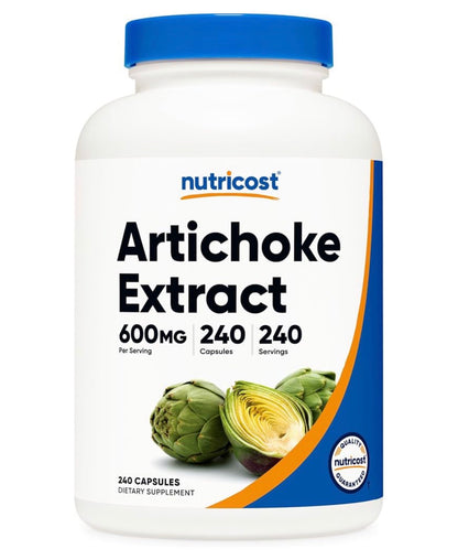 Nutricost Artichoke Extract 600mg | Supports Healthy Digestive, Liver & Cardiovascular Function | Promotes Normal Bile Flow & Fat Digestion | 240 Capsules; Exp 01/2029