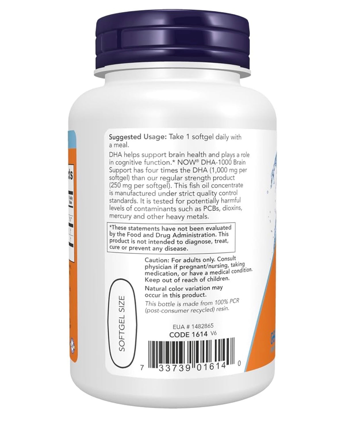 NOW Extra Strength DHA-1000 Fish Oil (Docosahexaenoic acid) | 1000 DHA per Softgel | Supports Brain Health | 90 Softgels; Exp 06/2029