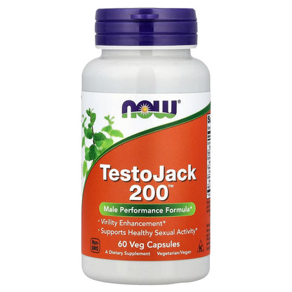 NOW TestoJack™ 200 | with Tongkat Ali, Maca Root, Horny Goat Weed, Tribulus, American & Panax Ginseng Roots | Increases Libido & Supports Healthy Testosterone Levels | 60 Capsules; Exp 01/2029