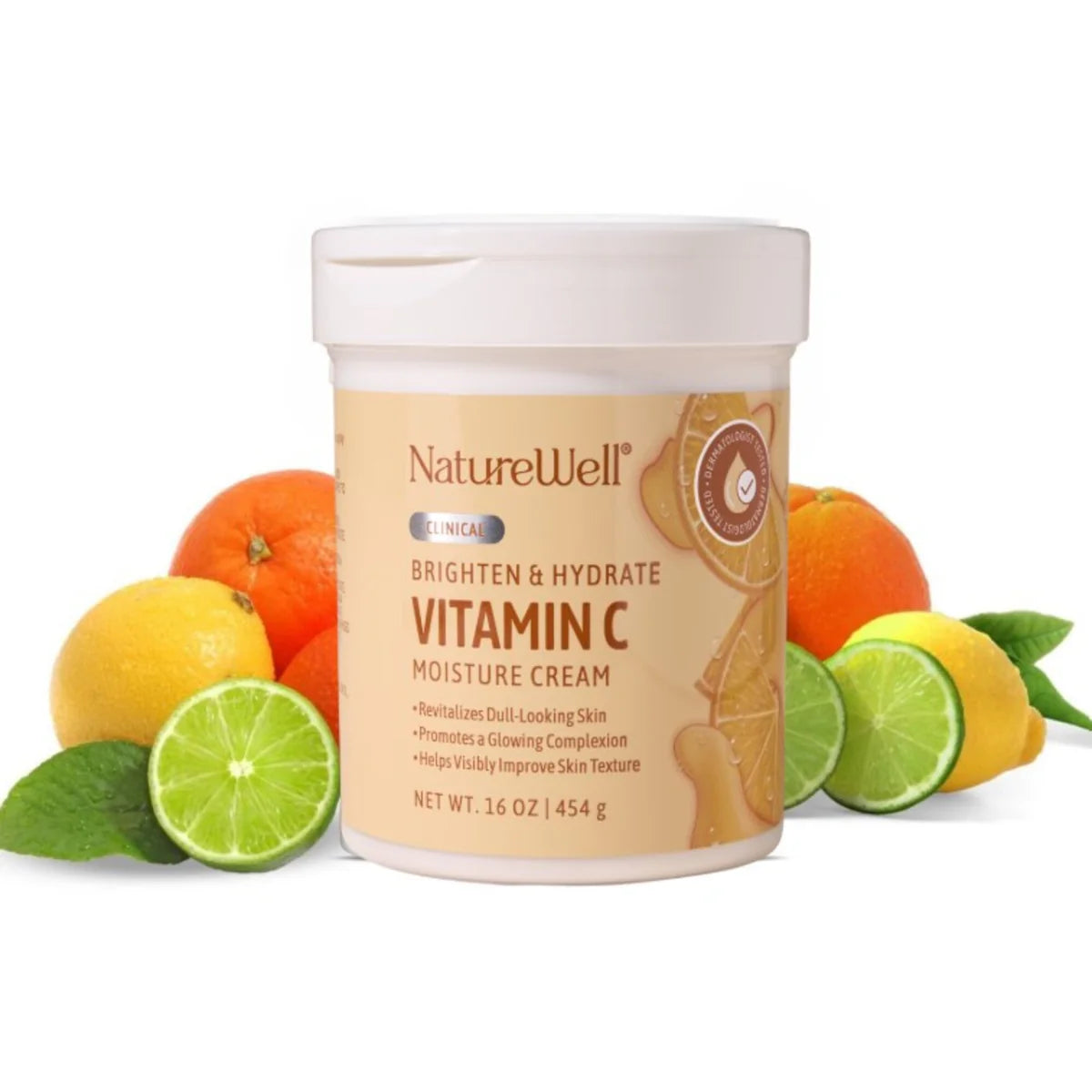 NatureWell Vitamin C Brightening Moisture Cream | Brightens & Hydrates | For a Glowing Complexion|  16oz/454g ( New Look)