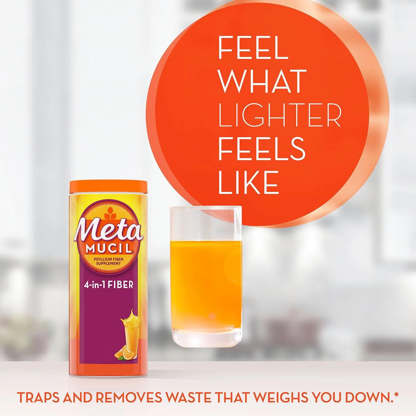Metamucil Psyllium 4-in-1 Fiber Powder with Real Sugar | 130 Tablespoons | Helps Supports Appetite Control, Heart Health, Healthy Blood Sugar Levels | 65/130 Servings | Orange Flavor~55oz/1.56kg; Exp 07/2027